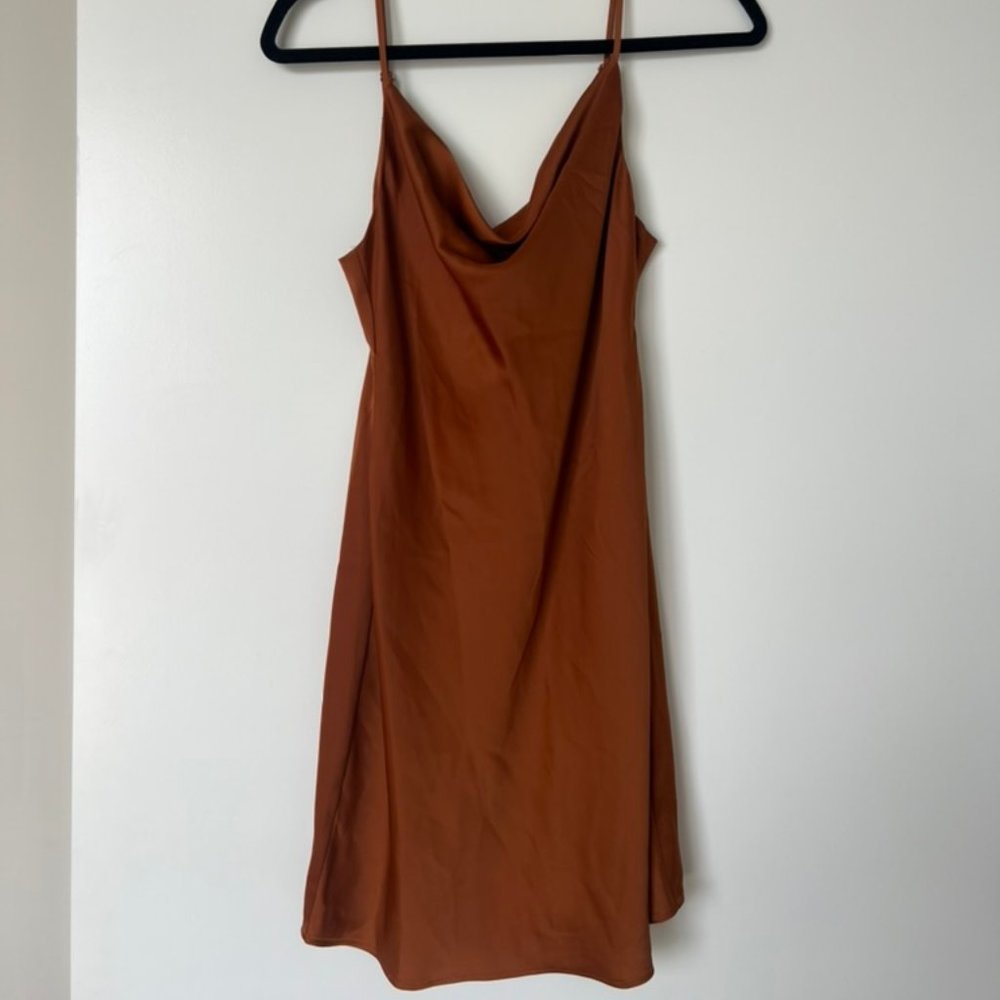 rust urban outfitters mini satin dress